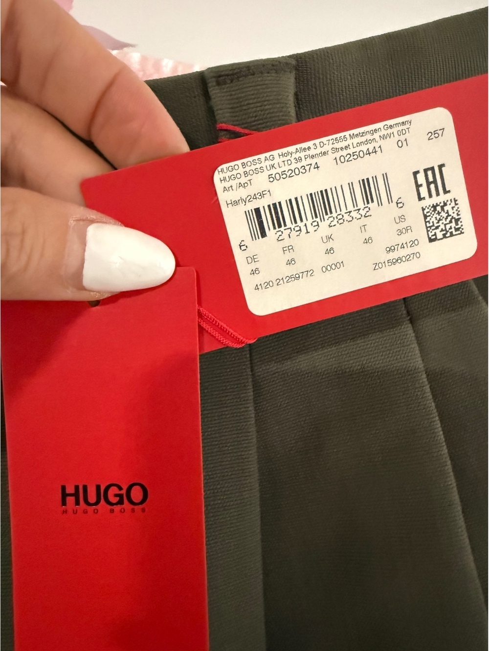 HUGO by Hugo Boss Men’s Harly243F1 Modern Fit Wool Blend Pants Olive 30R NWT - Picture 3 of 8